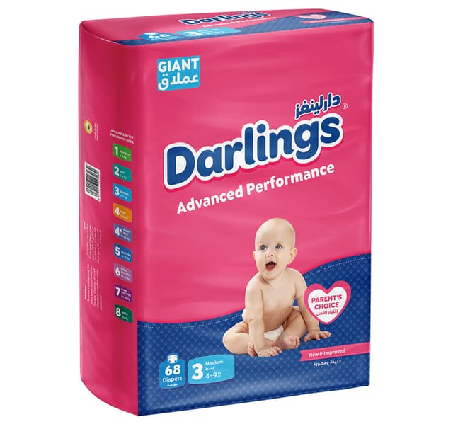 Darlings Advanced Performance Diapers Size 3 Medium 4-9kg 68 pcs