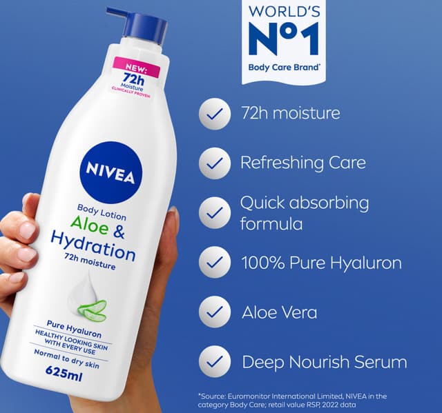 Nivea Body Lotion For Normal To Dry Skin Aloe Hydration 625 Ml