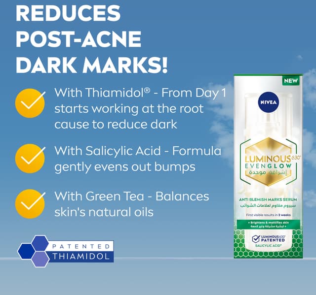 Nivea Luminous630 Even Glow Anti Blemish Marks Face Serum With Salicylic Acid 30 Ml
