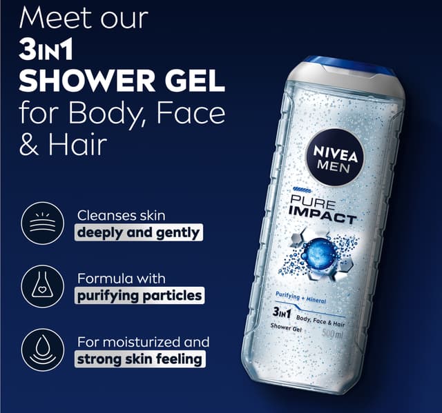 Nivea Men Pure Impact 3in1 Shower Gel
