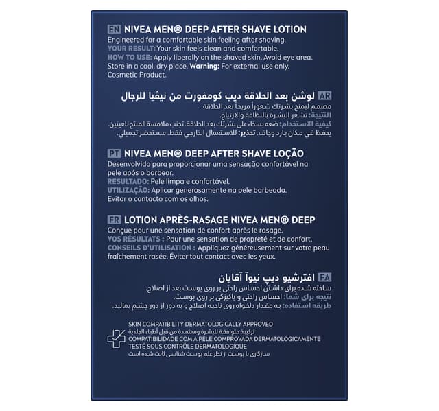 Nivea Men Deep After Shave Lotion Antibacterial Formula With Black Carbon Woody Scent 100 Ml
