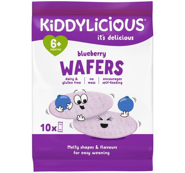 Kiddylicious Gluten Dairy Free Blueberry Wafers Suitable For 6 Months 10 X 4 G