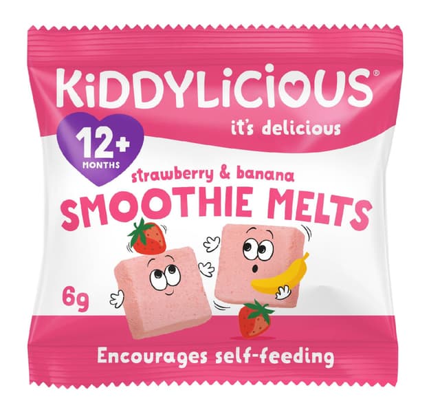 Kiddylicious No Added Sugar Strawberry Banana Smoothie Melts Baby Snack Suitable For 12 Months 6 G