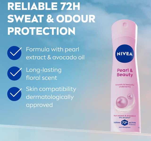 Nivea Pearl Beauty Antiperspirant Deodorant For Women 72h Active Protection Spray 150 Ml