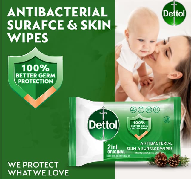 Dettol Original Anti-Bacterial Skin and Surface Wipes 40 pcs