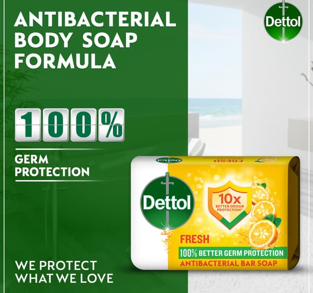 Dettol Fresh Anti Bacterial Soap Value Pack 4 X 165 G