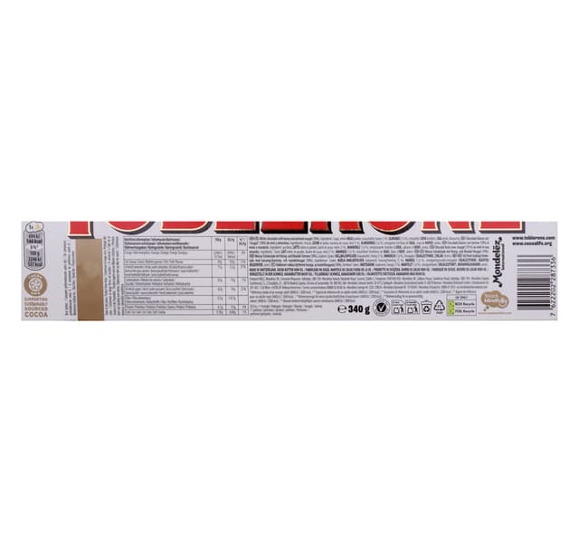 Toblerone White Chocolate With Honey And Almond Nougat 340 G