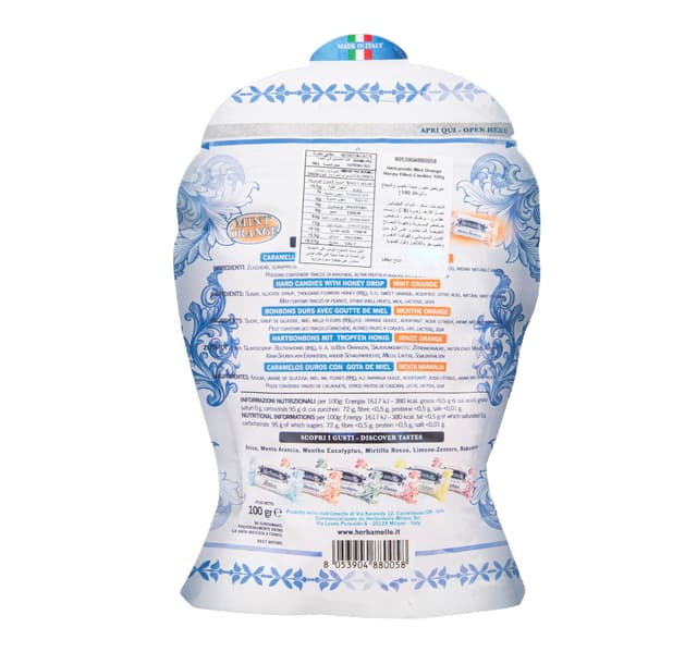 Herbamelle Mint Orange Hard Candies With Honey Drop 100 G