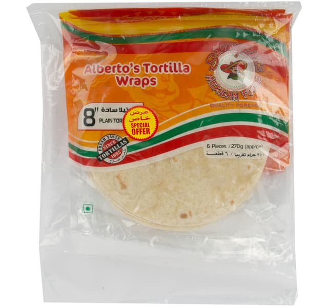 Senor Pepe's Plain Tortilla Wraps 8" 3 x 6 pcs