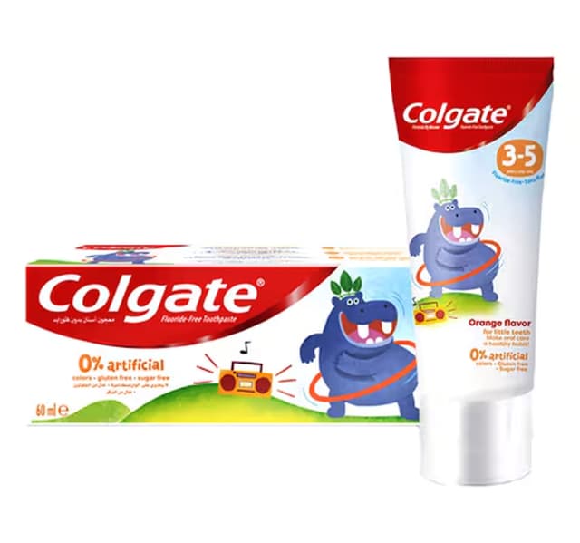 Colgate Orange Flavor Kids Toothpaste Fluoride Free 3 5 Years 60 Ml
