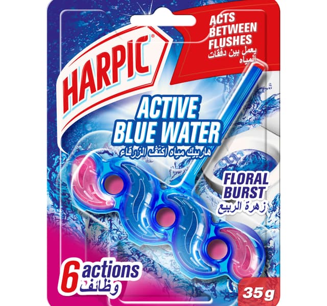Harpic Active Blue Water Toilet Rim Block Floral Burst Scent 35 G