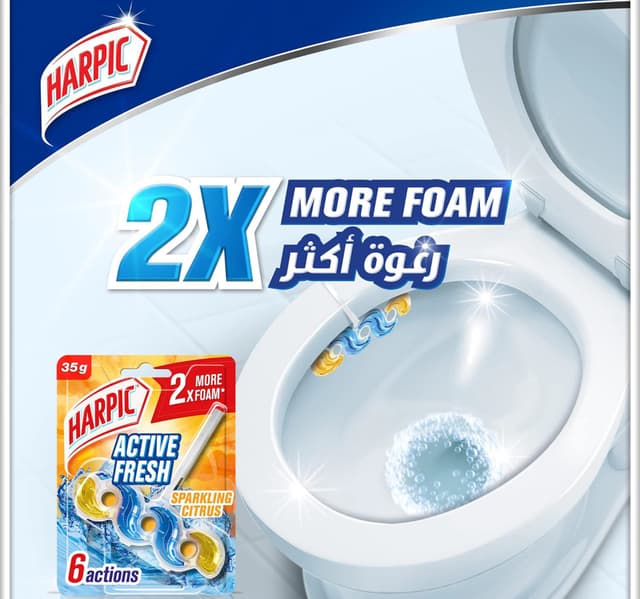 Harpic Active Fresh Toilet Rim Block Sparkling Citrus Scent 2x35g