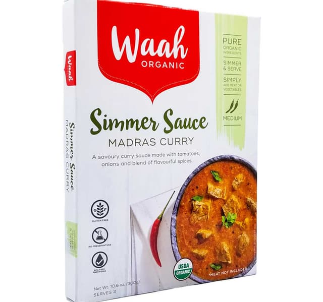 Waah Organic Madras Curry Simmer Sauce 300 G