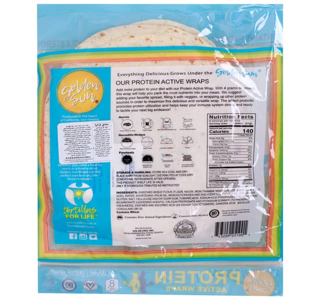 Golden Sun Protein Active Wraps 8 Pcs 408 G