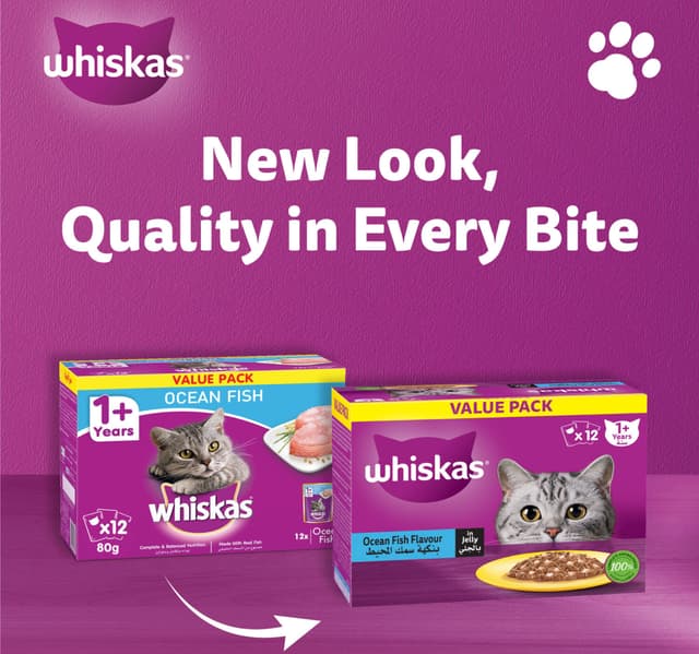 Whiskas Ocean Fish Flavour In Jelly Cat Food Value Pack 12 X 80 G