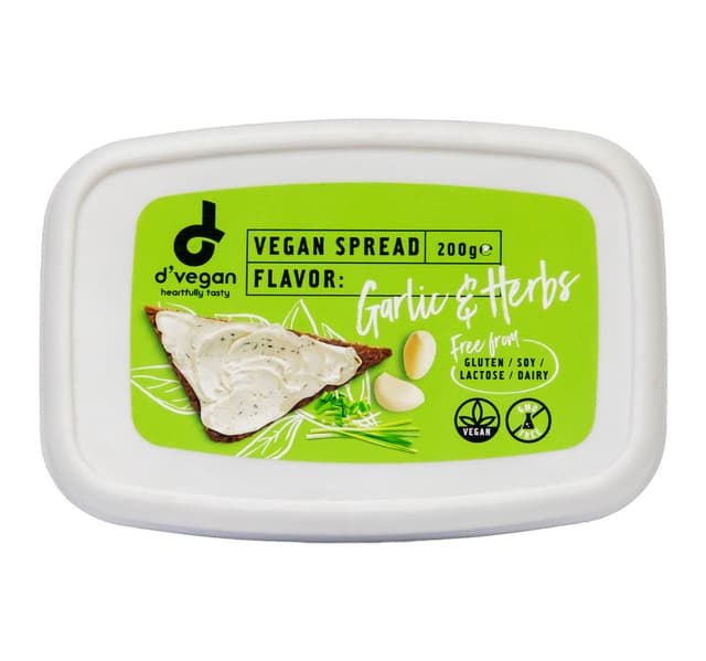 D'Vegan Garlic & Herb Vegan Spread 200 g