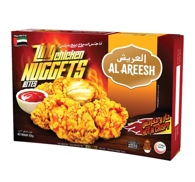 Al Areesh Hot N Crispy Zing Chicken Nuggets Bites 420 G