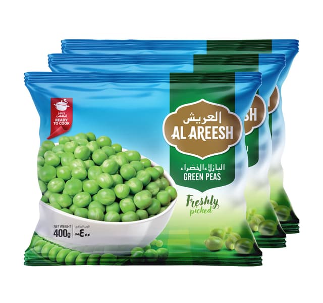 Al Areesh Green Peas Value Pack 3 X 400 G