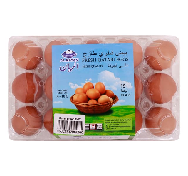 الريان بيض بني قطري طازج 15 pcs