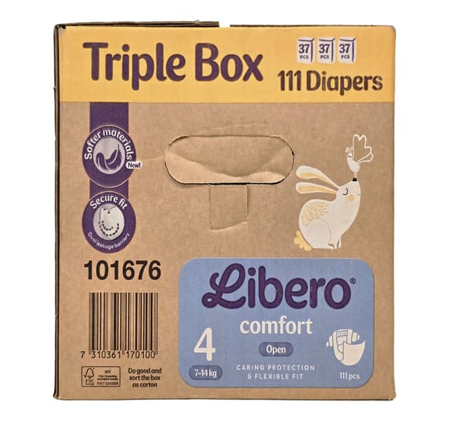 Libero Comfort Baby Diapers Size 4 7-14kg Value Pack 111 pcs
