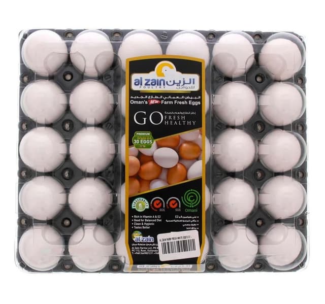 Al Zain Poultry Farm Fresh White Eggs Medium 30 Pcs