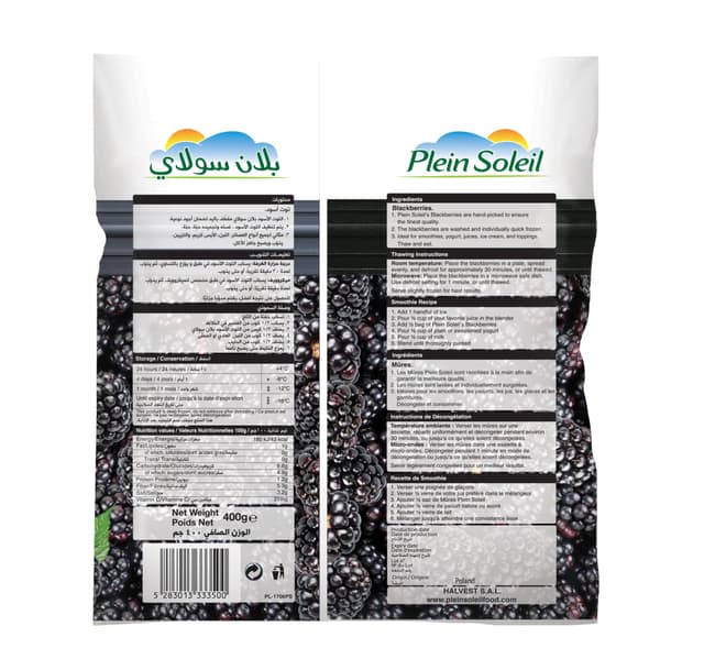Plein Soleil Freshly Frozen Blackberries 400 G