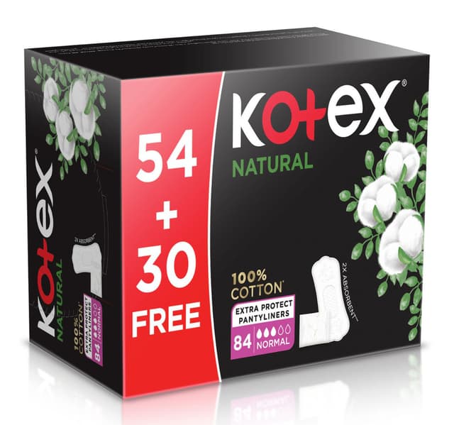 Kotex Natural Panty Liners 100 Cotton Normal Size 84 Pcs