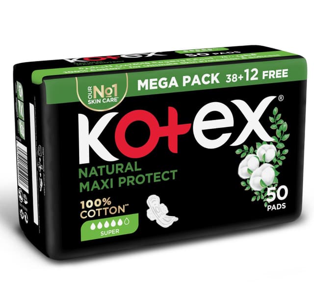 Kotex Natural Maxi Protect Thick 100 Cotton Pad Super Size With Wings