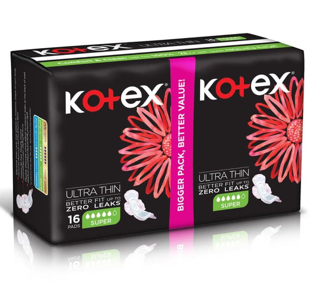 Kotex Ultra Thin Super Size Sanitary Pads With Wings 16 Pcs