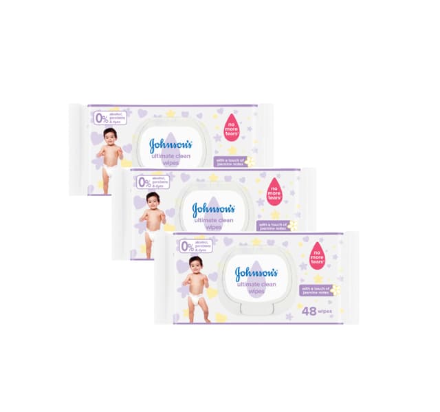 Johnson S Ultimate Clean Baby Wipes Jasmine Scent 3 X 48 Pcs
