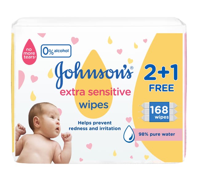 Johnson S Extra Sensitive Baby Wipes 3 X 56 Pcs