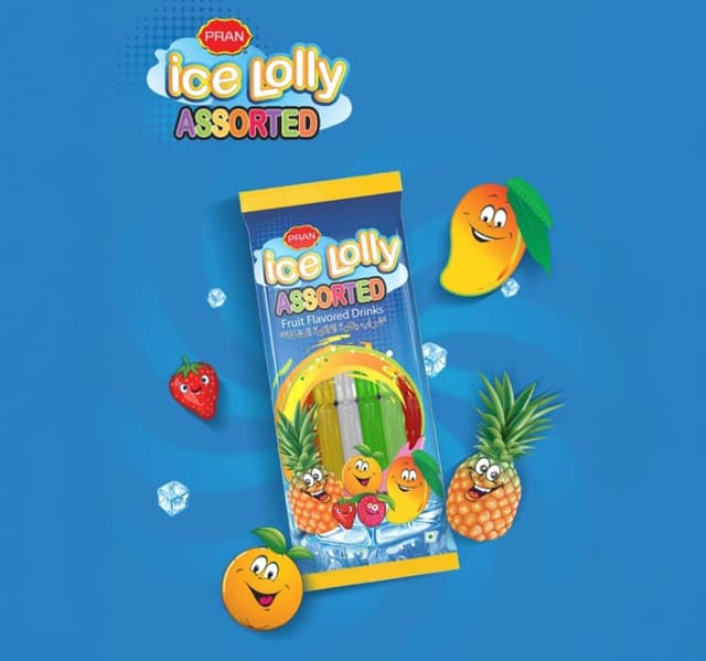 Pran Ice Lolly Fruit Flavored Drinks Assorted 10 X 70 Ml