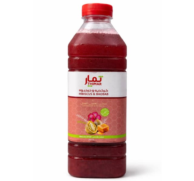 Thimar Hibiscus Baobab Natural Drink Sweetened With Honey 1 Litre