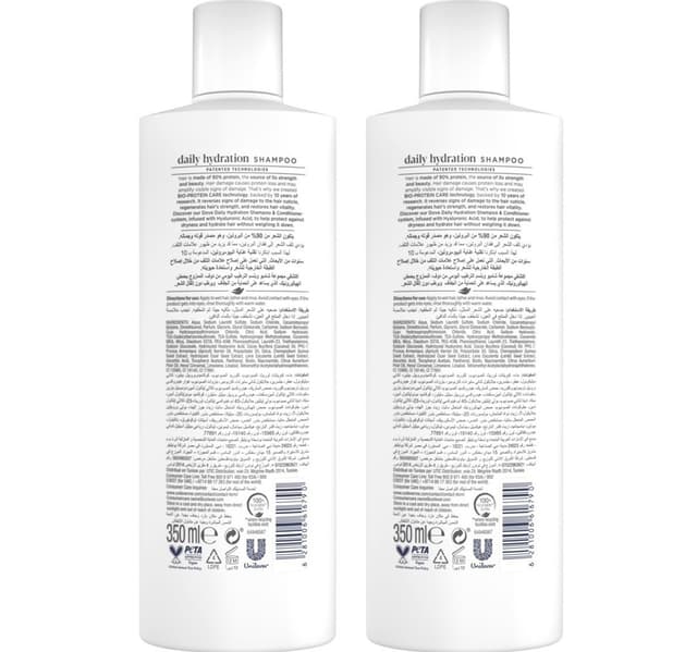 Dove Hyaluronic Acid Daily Hydration Shampoo 2 X 350 Ml