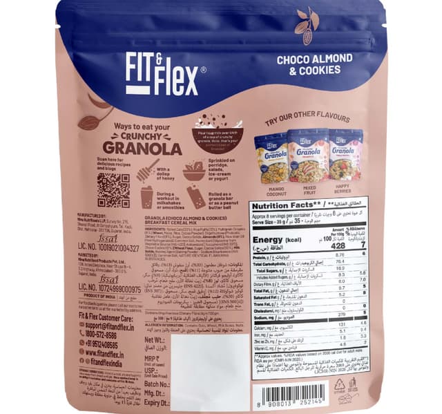 Fit Flex Crunchy Granola Choco Almond Cookies Breakfast Cereal 275 G