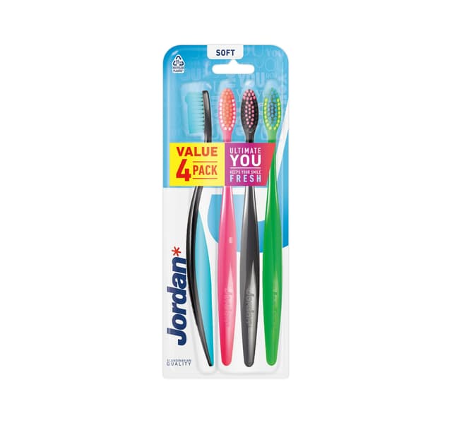Jordan Ultimate You Fresh Smile Soft Toothbrush Assorted Colors 4 Pcs