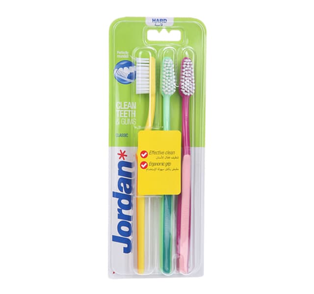 Jordan Classic Hard Toothbrush Assorted Colors 3 Pcs