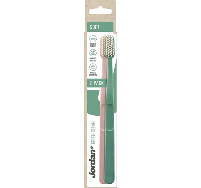 Jordan Green Clean Soft Toothbrush Assorted Colors 2 pcs