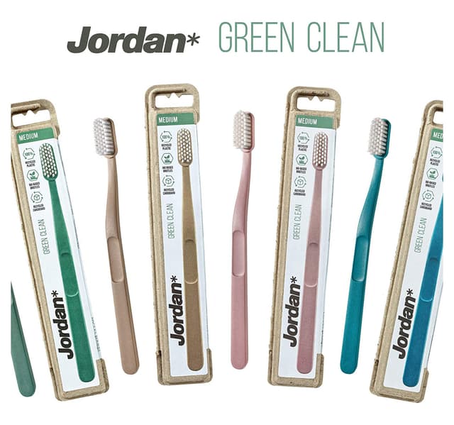 Jordan Green Clean Medium Toothbrush Assorted Colors 1 Pc