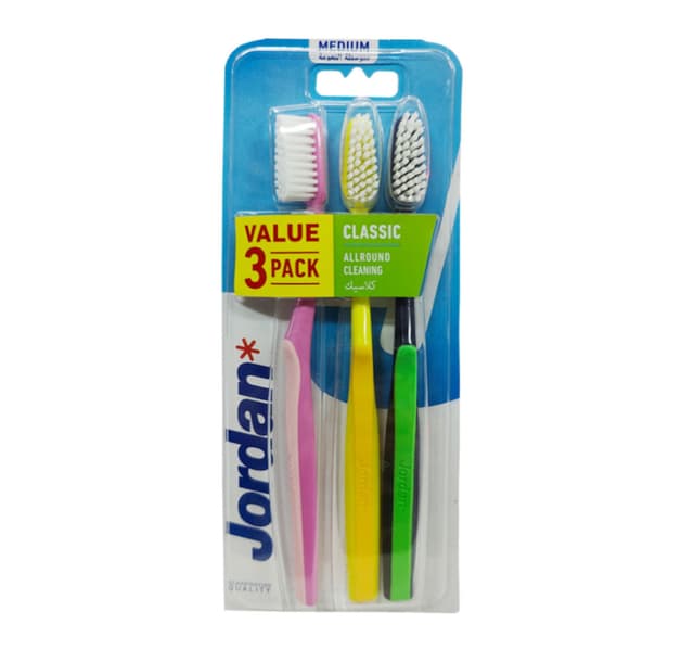 Jordan Classic Toothbrush Medium Assorted Colors 3 Pcs