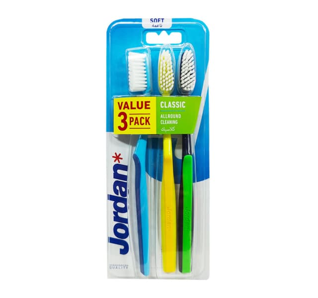 Jordan Classic Soft Toothbrush Assorted Colors 3 Pcs
