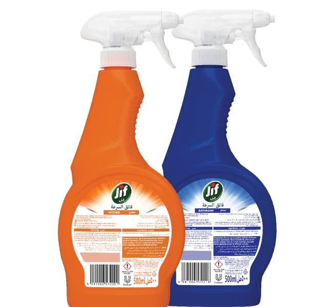 Jif Ultra Fast Cleaner Spray For Bathroom Kitchen 2 X 500 Ml