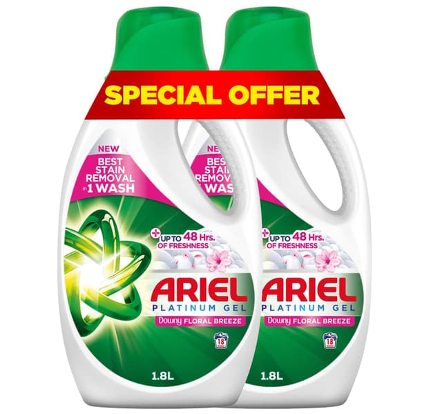 Ariel Downy Floral Breeze Platinum Gel Value Pack 2 X 1 8 Litres