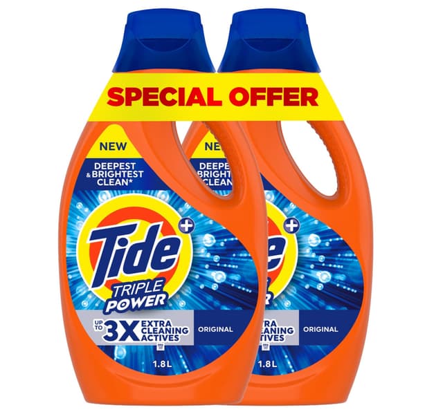 Tide Triple Power Original Liquid Detergent Value Pack 2 X 1 8 Litres