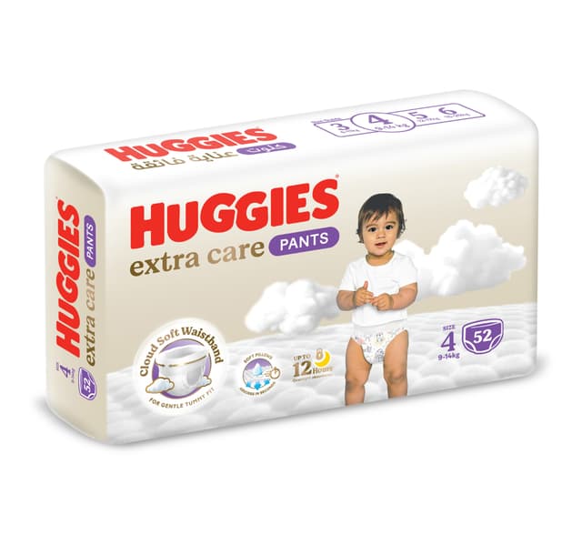 Huggies Extra Care Baby Diaper Pants Culottes Cloud Soft Comfort Size 4 9 14 Kg 52 Pcs