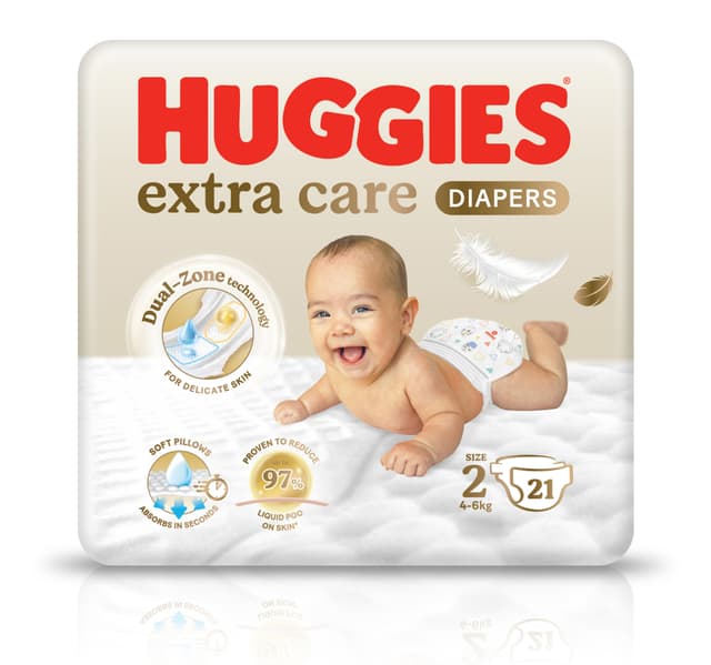 Huggies Extra Care Newborn Baby Diaper Size 2 4 6 Kg Carry Pack 21 Pcs