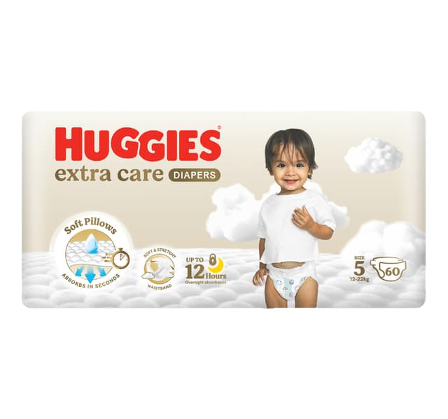 Huggies Extra Care Baby Diaper Size 5 12 22 Kg Jumbo Pack 60 Pcs
