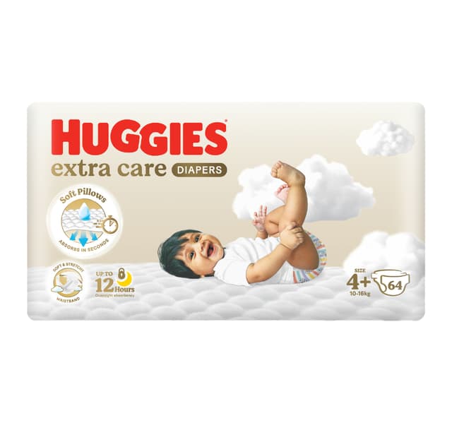 Huggies Extra Care Baby Diaper Size 4 10 16 Kg Jumbo Pack 64 Pcs