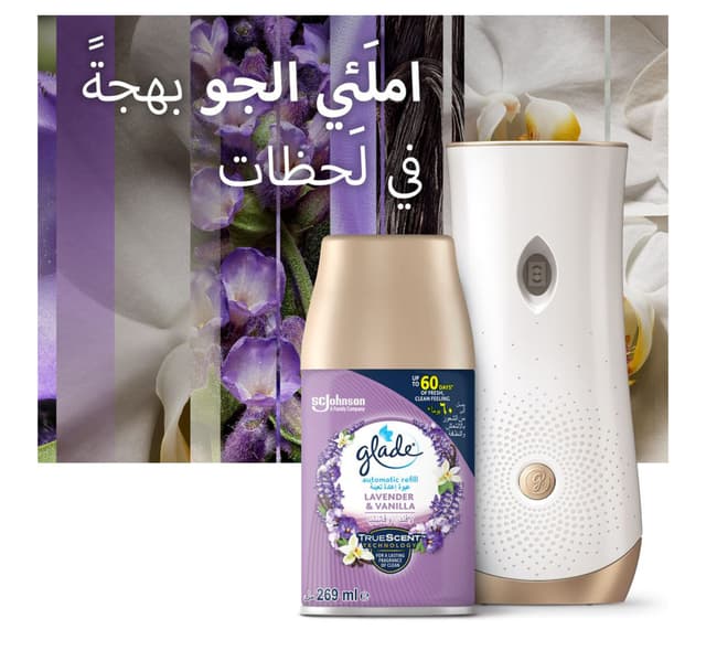 Glade Automatic Spray Unit Set Refill Lavender Vanilla Scent 269 Ml