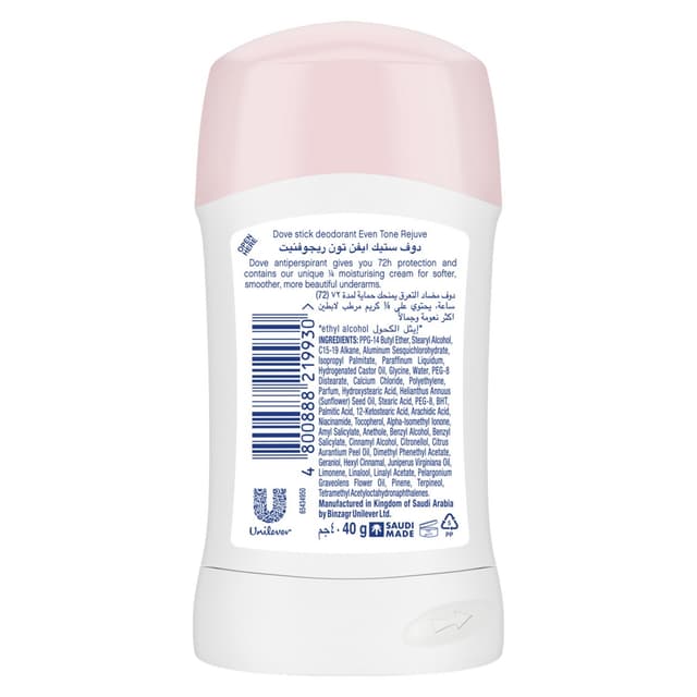 Dove Even Tone 72h Anti Perspirant Deodorant Stick 40 G